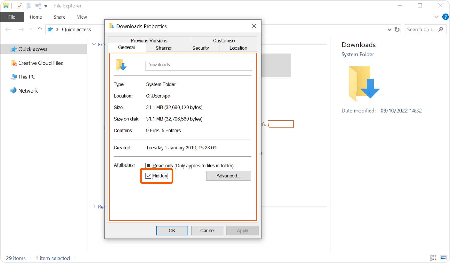 Unhide File In Windows 10