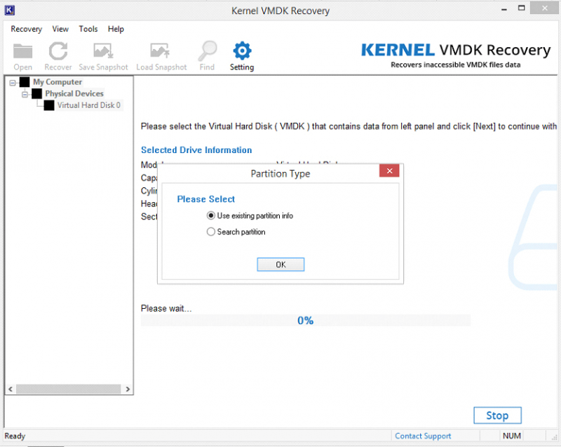 Use Existing Partition Info By Kernel VMDK Recovery
