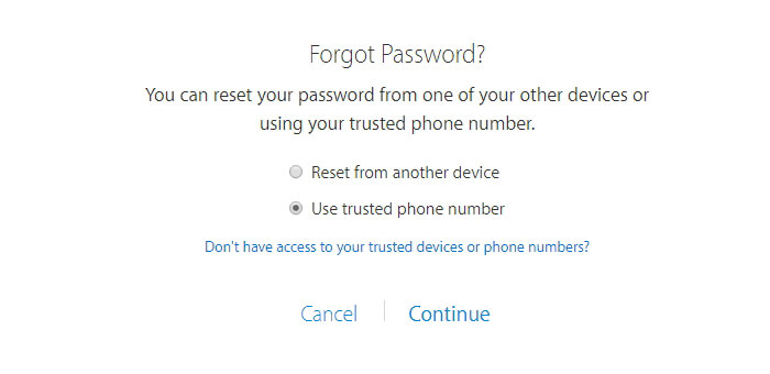 Använd pålitligt telefonnummer för att återställa Appleid-lösenord