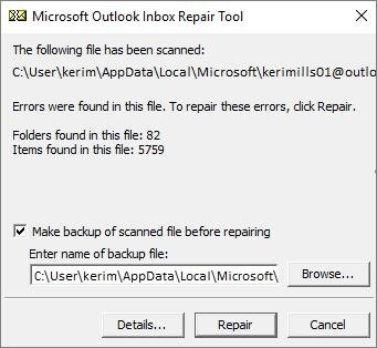 Reparación de archivos OST con la herramienta de reparación de la bandeja de entrada