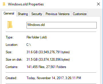 تحقق من مجلدات Windows.old لإصلاح Windows 10 Update مسح محرك الأقراص الثابتة الخاص بي