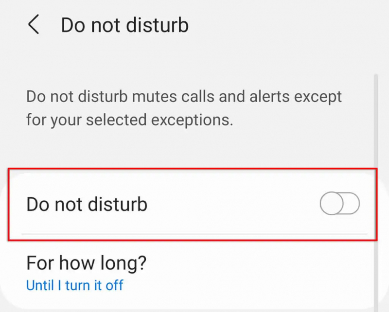 Fix WhatsApp Notification Sound Not Working: Ensure That You Are NOT in “Do Not Disturb Mode”