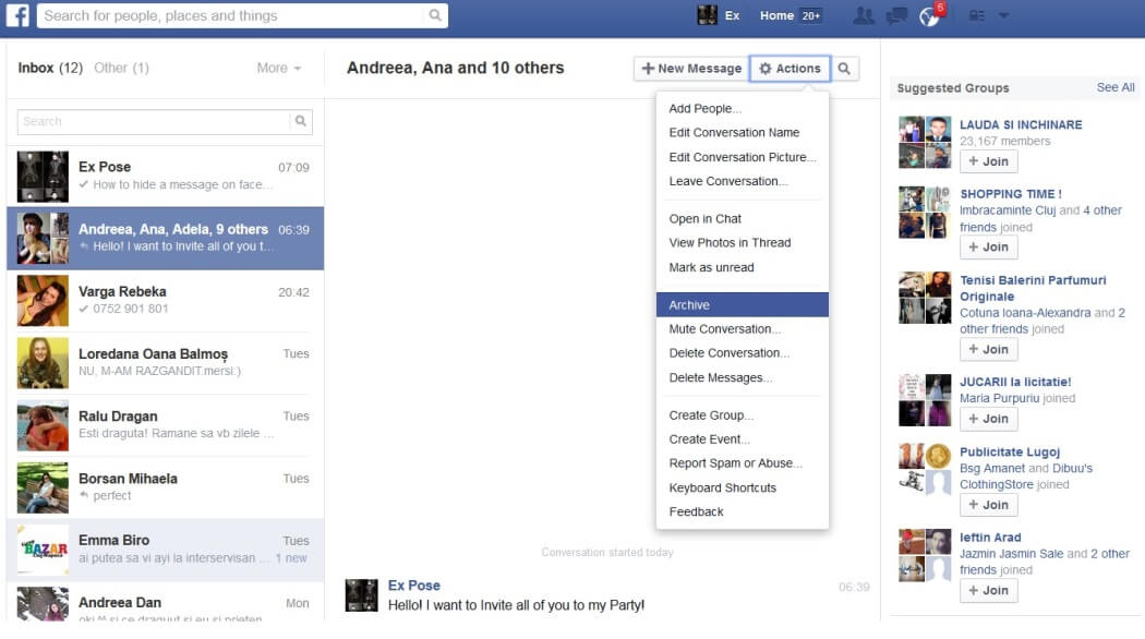 Archive Facebook Messages For Recovery