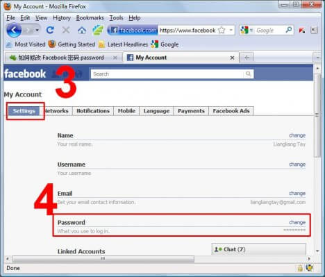 Facebook Change Setting Password