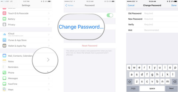 Change Notes Password