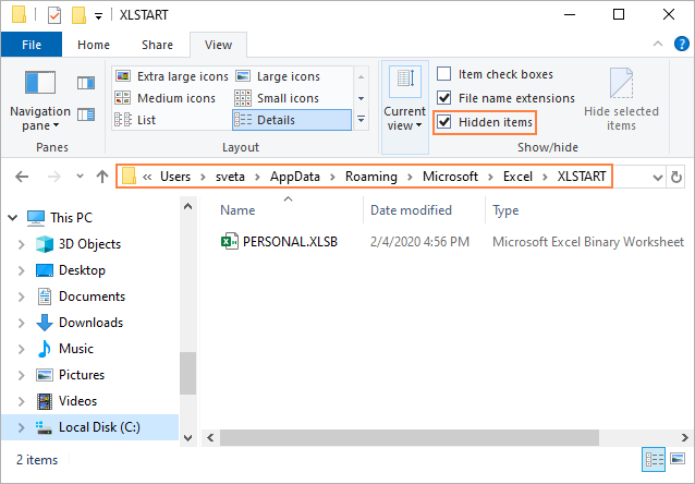 Pasta em seu computador para localização do arquivo de recuperação do Excel no Windows