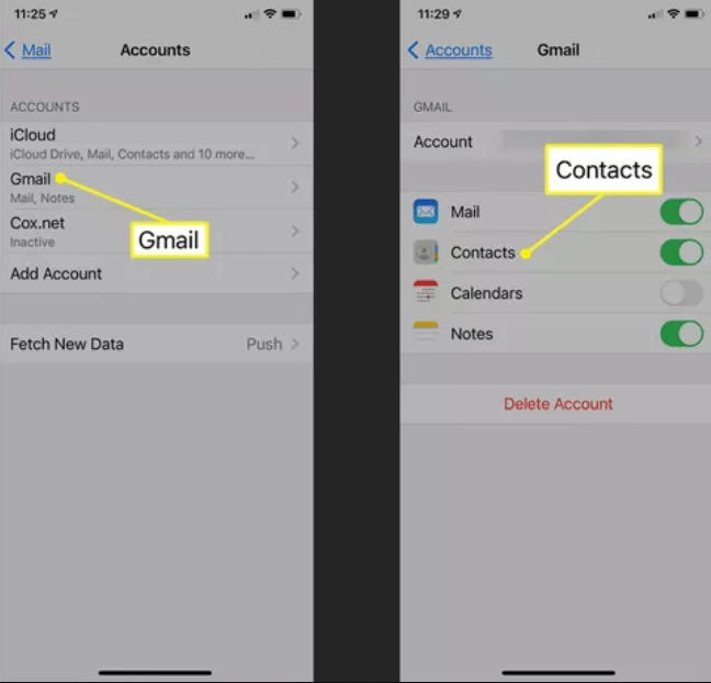 Use o Gmail para transferir contatos de iPhone para iPhone