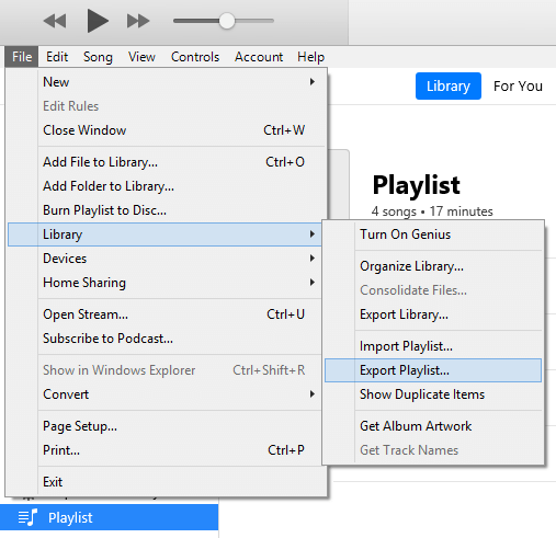 Export the Music Playlist