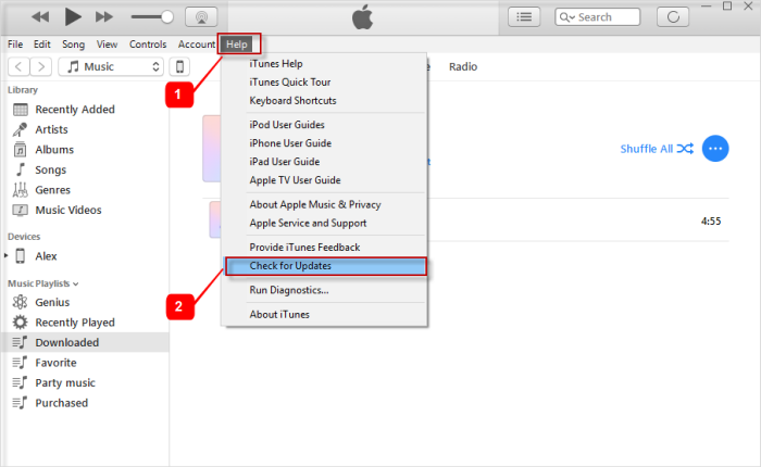 Update iTunes to Fix iPhone Internal Storage Empty