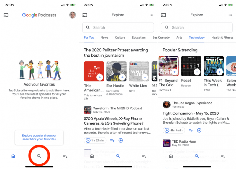 Använda Google Podcasts App för att komma åt iTunes Podcasts på Android