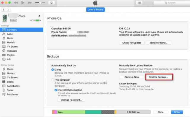 iTunes를 사용하여 깨진 화면으로 iPhone을 지우는 방법