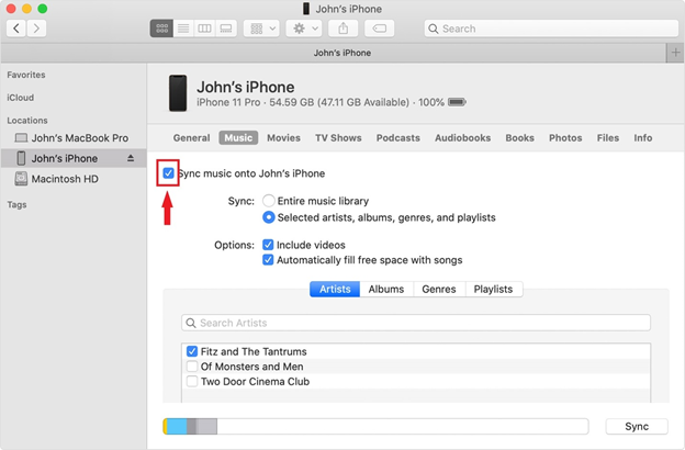 Transfer Playlist from iTunes to iPhone by Syncing Music
