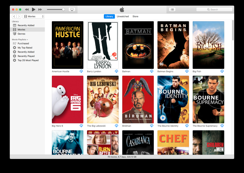 Filmbibliotek för att överföra filmer till iPad