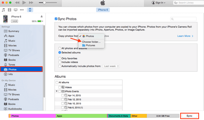 Överför bilder från gammal iPhone till ny iPhone med iTunes