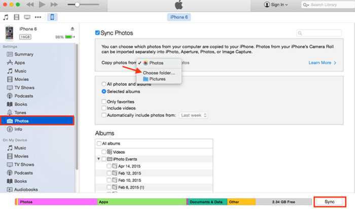 Transferir dados do iPhone para dispositivos HTC