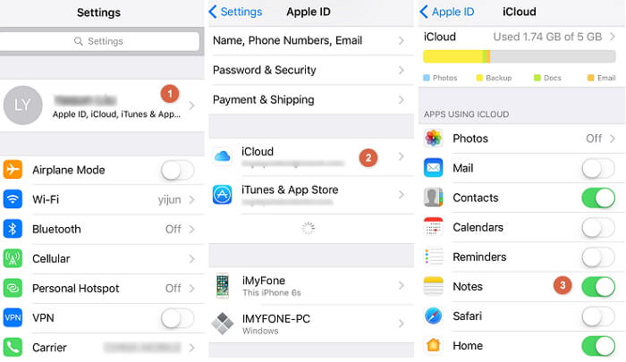 Aktivera iCloud-inställningar för att överföra kontakter från en iPhone till en PC