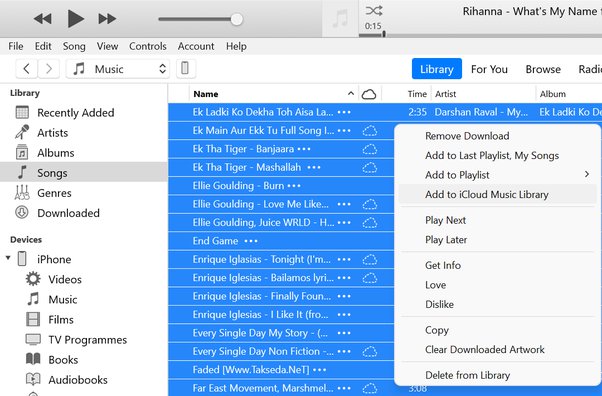 iCloud Drive를 통해 iTunes Music을 iPhone으로 전송