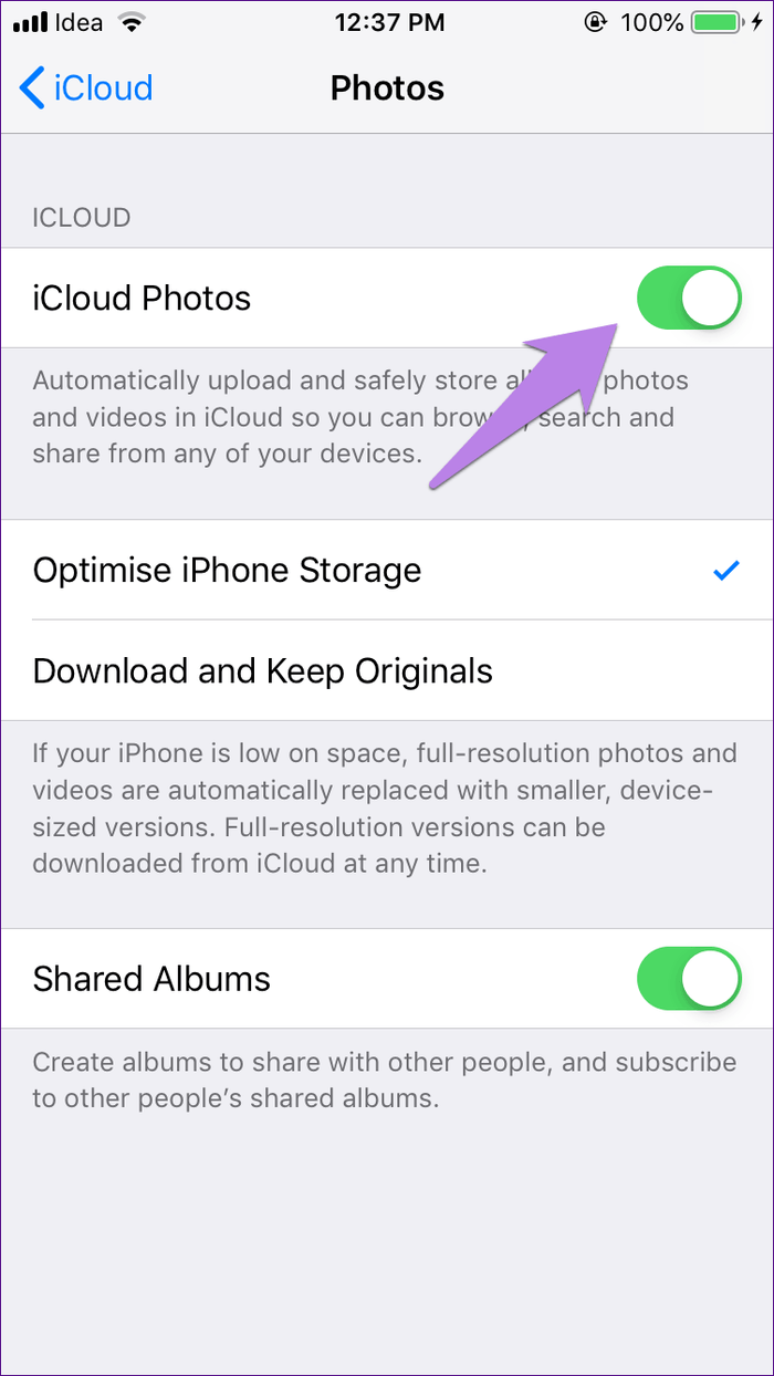 Turn iCloud Backup on for Photos on Calculator App