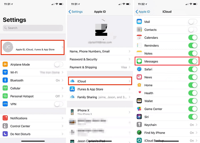 Check iCloud Settings for the Issue “Messages Didn’t Transfer to New iPhone”