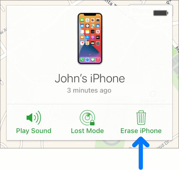 Apagar o iPhone perdido no iCloud