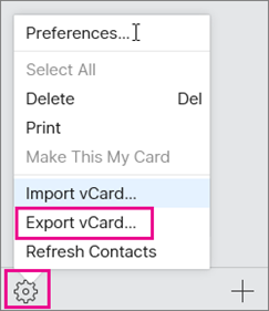 Exportar vCard do iCloud