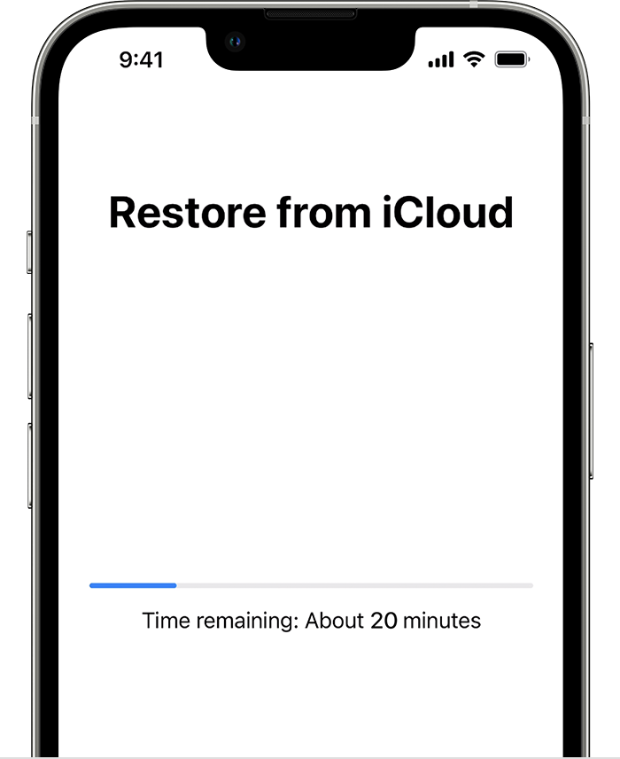 Restaurar backup do iCloud no iPhone 6s em andamento