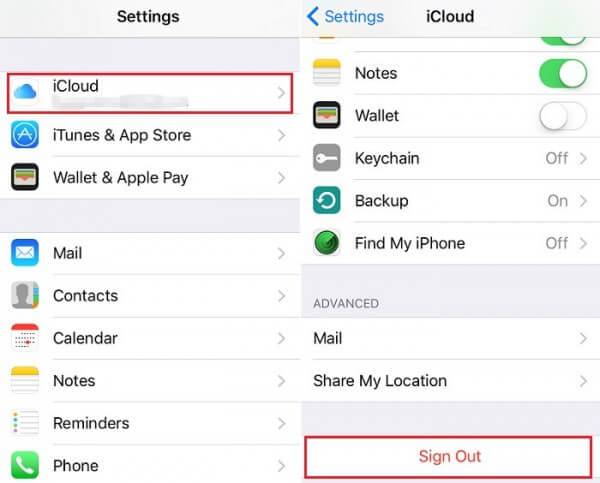 iCloud 계정 로그 아웃