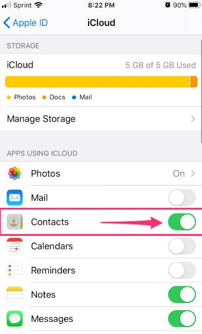 Como transferir contatos do iPhone para Samsung via iCloud
