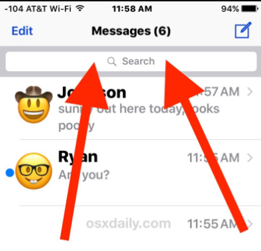 Search iMessages by Date on iOS