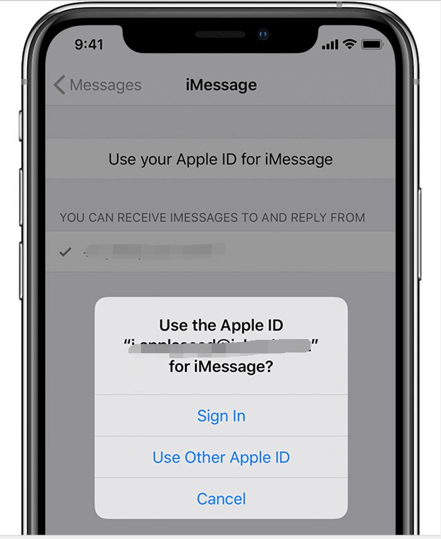 退出並重新登錄iMessage