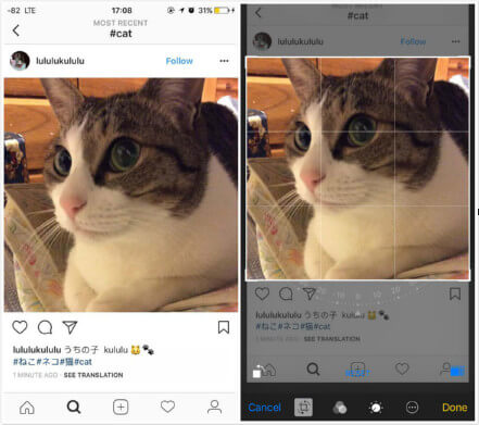 スクリーンショットでInstagramに親友の画像を保存する