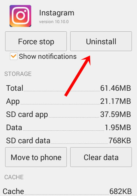 Uninstall Instagram App