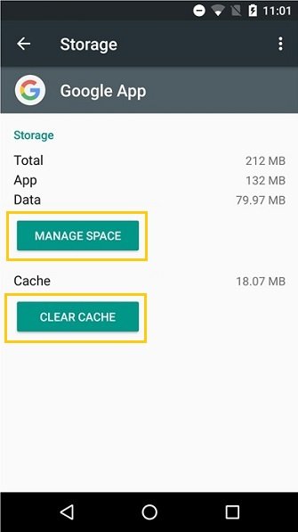 Clear Cache to fix Google Search Not Working 
