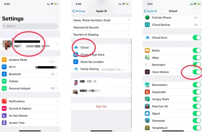 iCloud Backs up Memos on iPhone