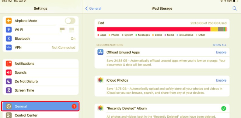 Limpe o armazenamento do iPad para corrigir o problema de travamento do iPad Mini