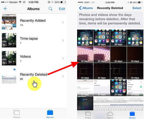 Trash on iOS - Find the Recently Deleted Album on Photos