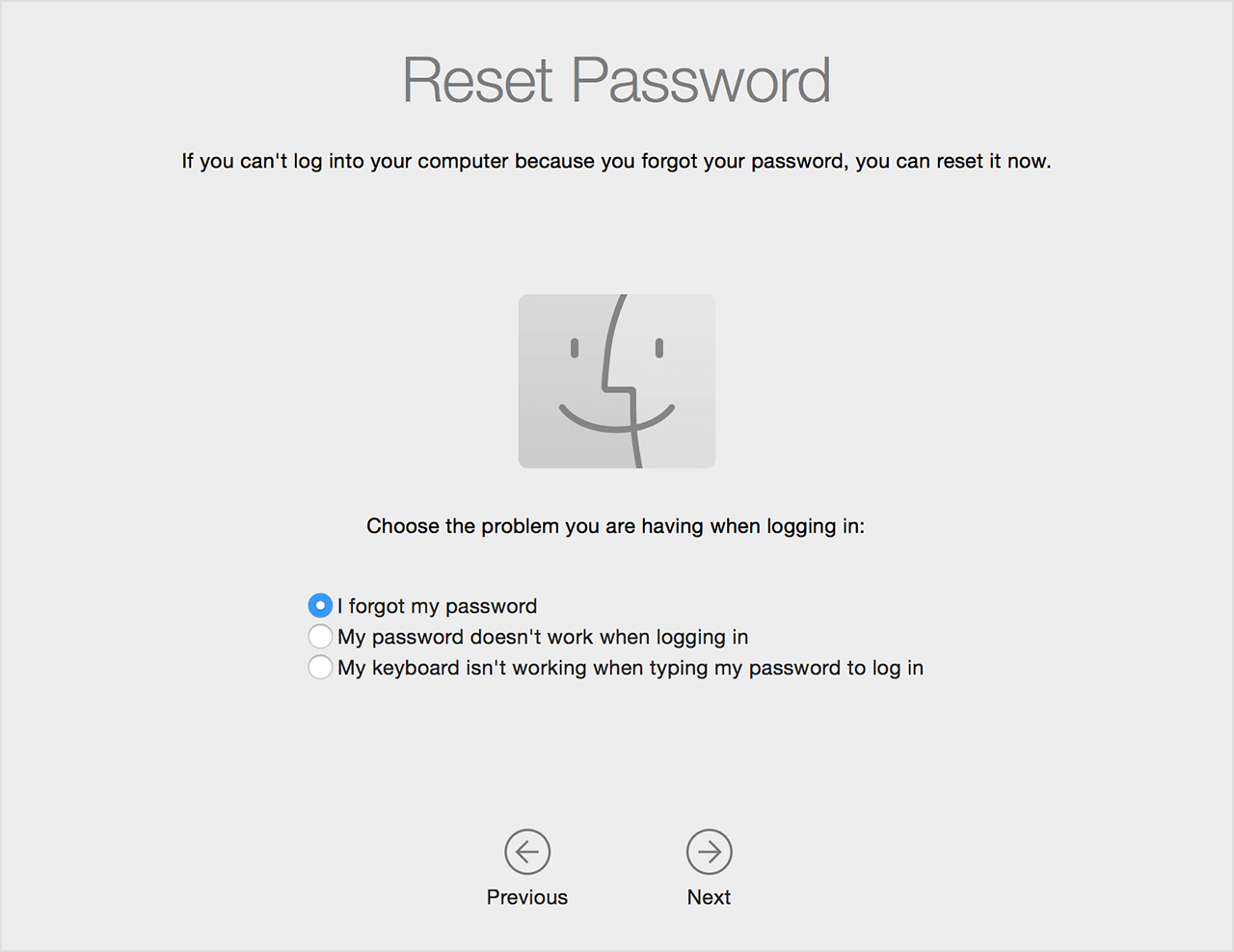 Option 2. Use the Reset Password assistant. 