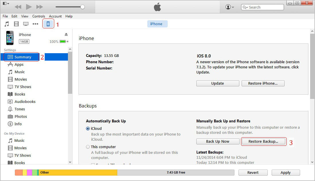 How to Recover Deleted Call History on iPhone from iTunes?