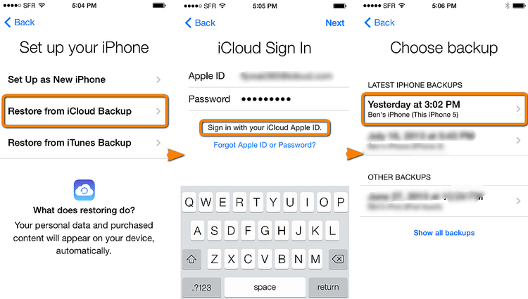 Ripristina da Icloud Backup