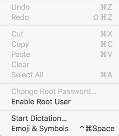 Root Bug Edit Menu