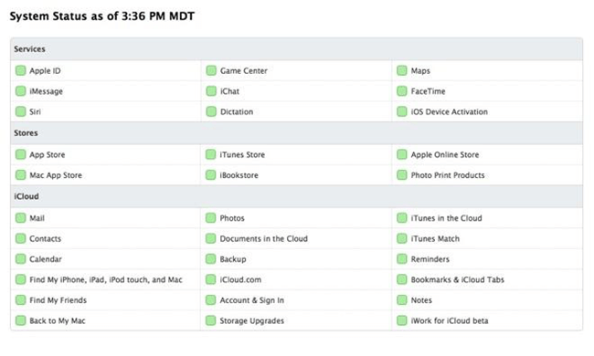 Verifique la página de estado del sistema del iPhone