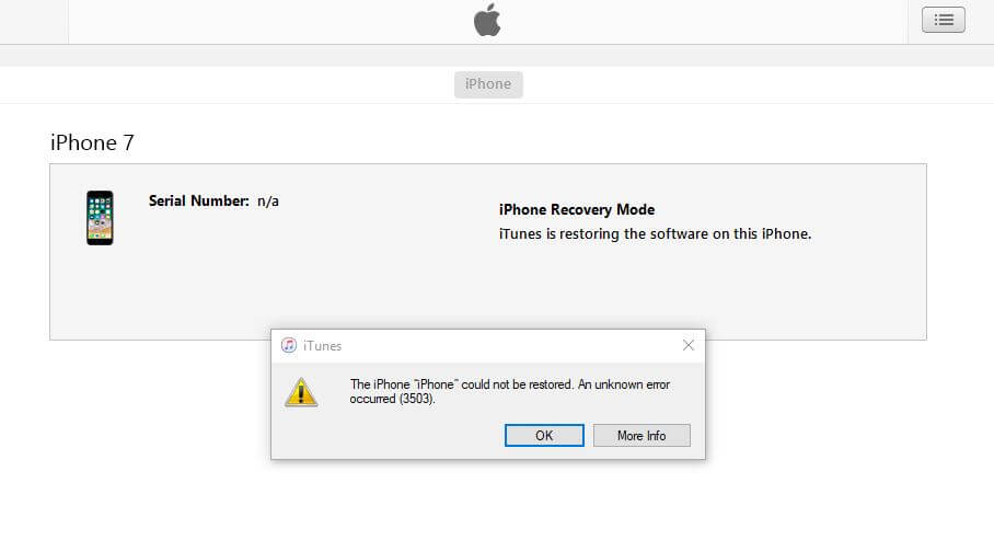 Arreglar el error de iTunes 3503