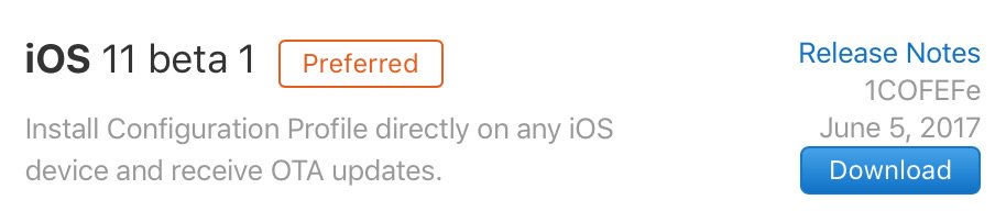 iOS 11 Beta 다운로드 Ota