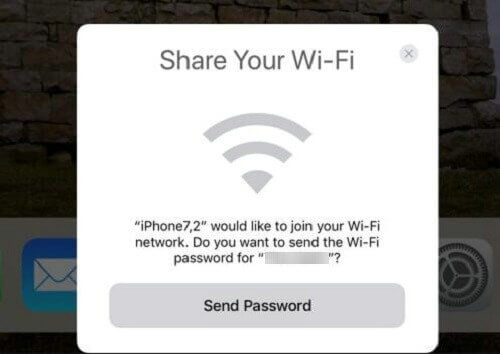 Compartilhamento de senha de envio de Wi-Fi