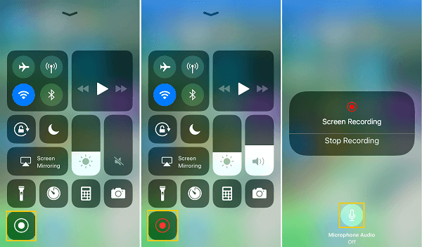 开始录制屏幕 Ios11