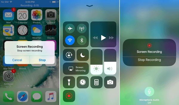 Stoppa inspelning Iphone-skärm Ios11