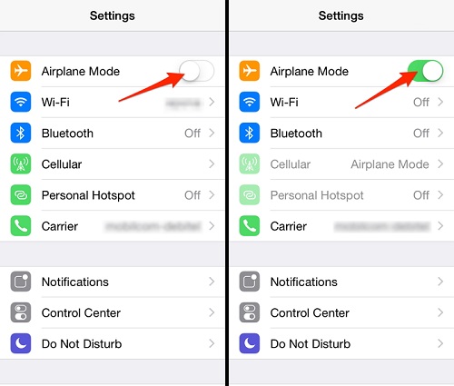 Toggle Airplane Mode On Off Iphone
