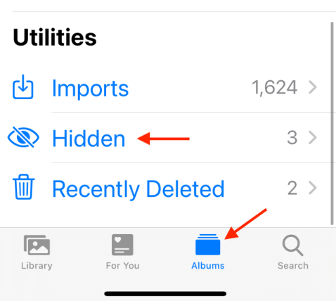 iPhone Photo Vault Recovery through Hidden Album