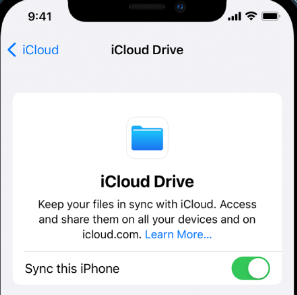 Aktivera iCloud Drive Backup Settings