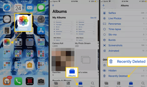 Undelete Photos on iPhone Using Recently Deleted Album